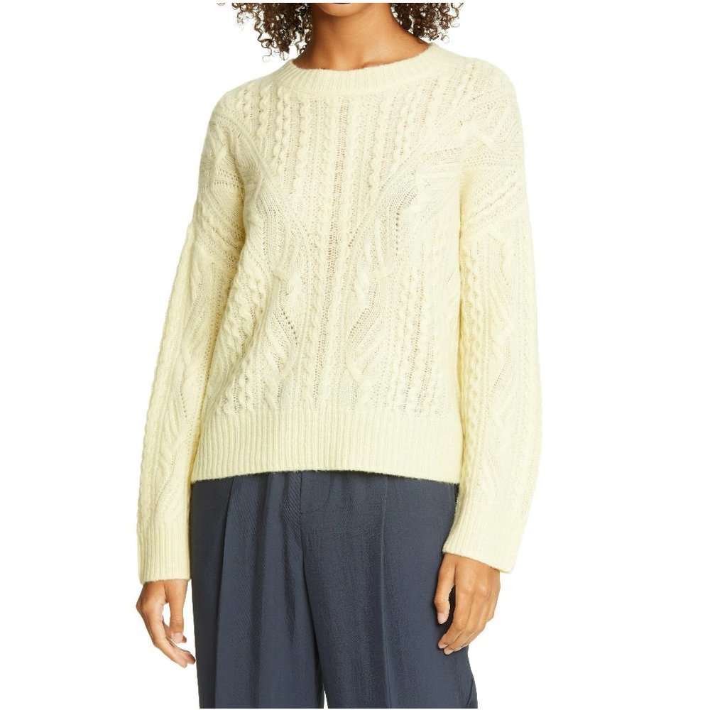 VINCE Open Cable Knit Wool & Cashmere Blend NEW